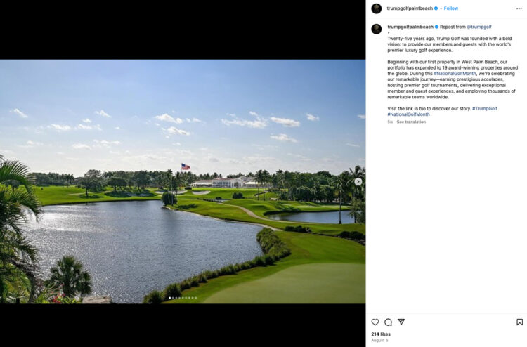 Credits: instagram @trumpgolfpalmbeach